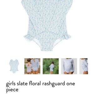 Minnow Girls Blue Floral  Slate Kids Swim One Piece